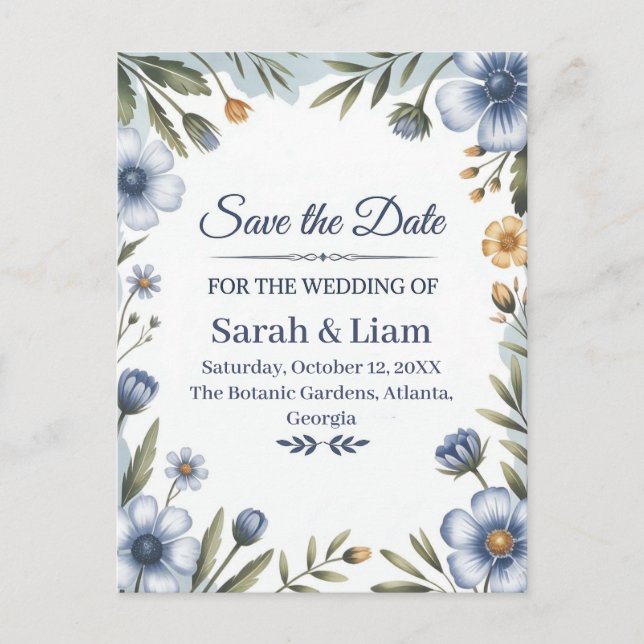 "Réservez la Date" Élégante Invitation de Mariage (Devant)