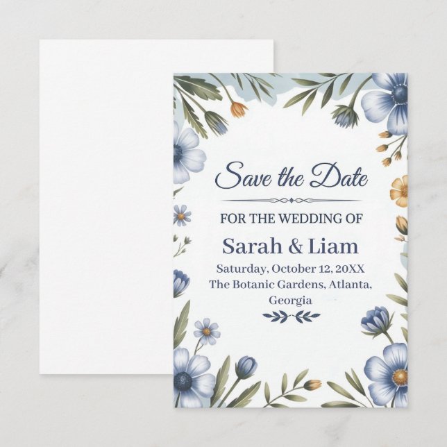 "Réservez la Date" Élégante Invitation de Mariage (Devant / Derrière)