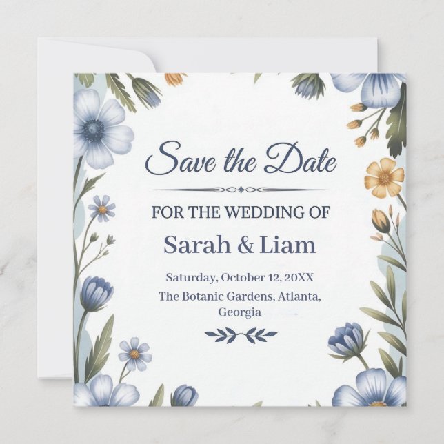"Réservez la Date" Élégante Invitation de Mariage (Devant)