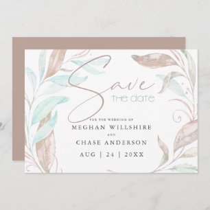 RÉSERVEZ LA DATE   Pastel Coral Aqua Feuilles