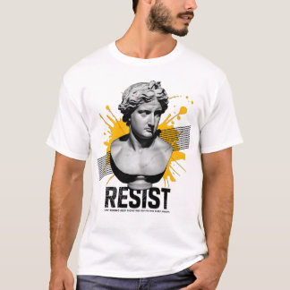 "Résistez : T-shirt de Statue Grecque gras avec mo