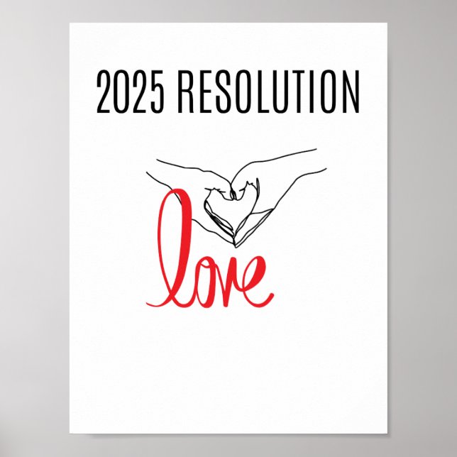 RÉSOLUTION 2025 AMOUR Poster à deux mains coeur (Devant)