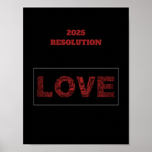 RÉSOLUTION 2025 LOVE Design rouge moderne Poster (Devant)