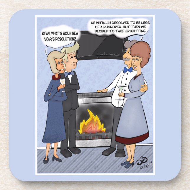 Résolution du Nouvel An Drôle Dessous de verre en  (Devant)