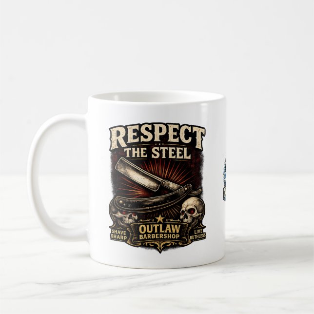 Respect the Steel – Straight Razor Mug (Gauche)