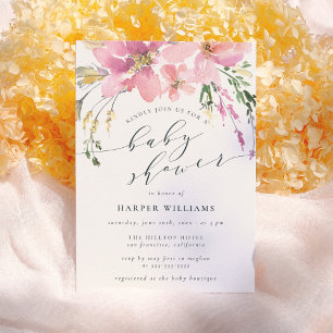Ressort Aquarelle Floral Baby Shower Invitations