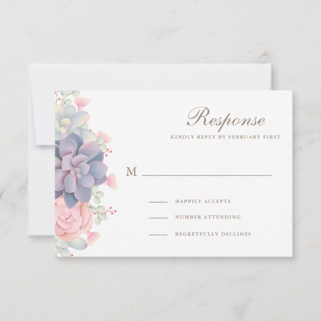 Ressort Aquarelle Succulents Mariage Cartes RSVP (Devant)