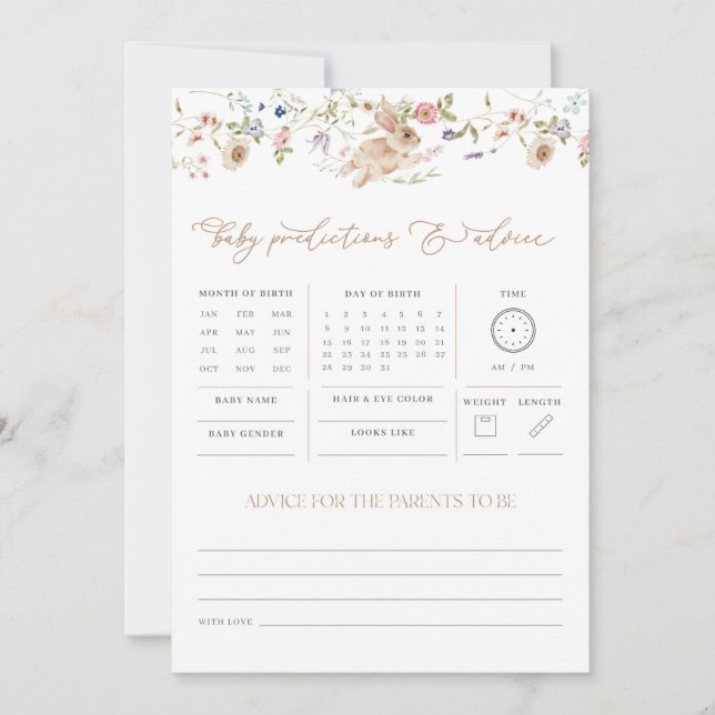 Ressort Bunny Prédictions Conseil Baby shower Jeu (Devant)