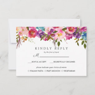 Ressort Floral Wedding RSVP MEAL option
