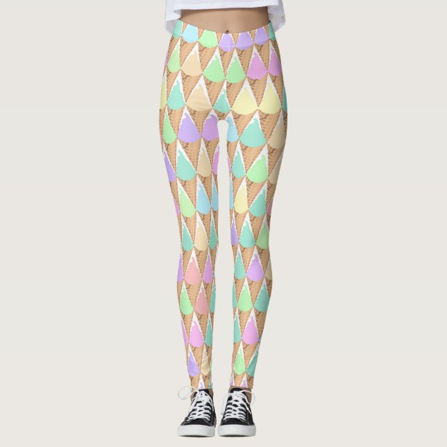 Ressort Pastel Crème de glace Imprimer Leggings (Devant)