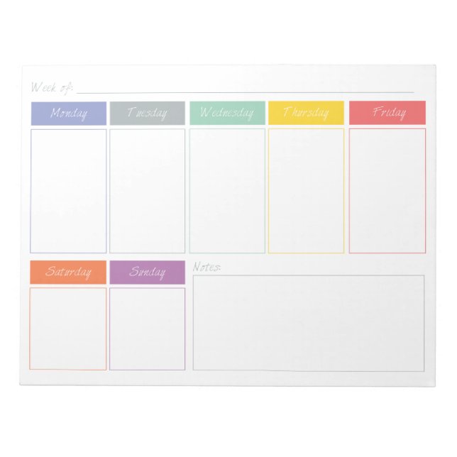 Ressort Rainbow Weekly Planner Tear Off Bloc-notes (Devant)