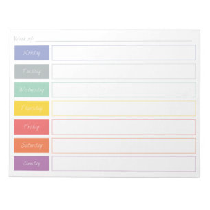 Ressort Rainbow Weekly Planner Tear Off Bloc-notes