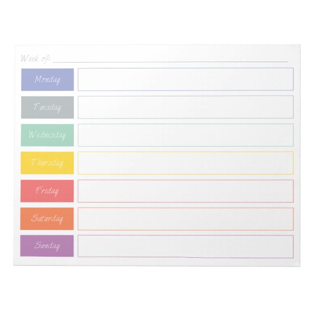 Ressort Rainbow Weekly Planner Tear Off Bloc-notes (Devant)
