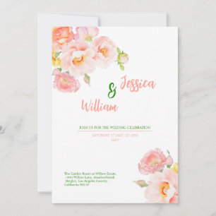 Ressort Rose rose or Faire-part de mariage