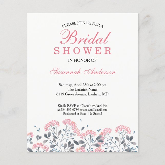 Ressort rustique Floral rose Gris Fête des mariées (Devant)