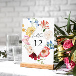 Ressorts multicolores de printemps Numéro de table<br><div class="desc">Habillez vos tables de mariage ou de fête avec votre carte de numéro de tableau Spring Multi Color Florals. Fabriqué à l'aide de fleurs d'aquarelle peintes à la main rose,  rouge,  blanc,  bleu et jaune.</div>