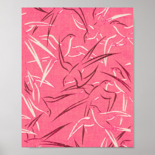 Ressorts Vintages japonais Poster de animal rose