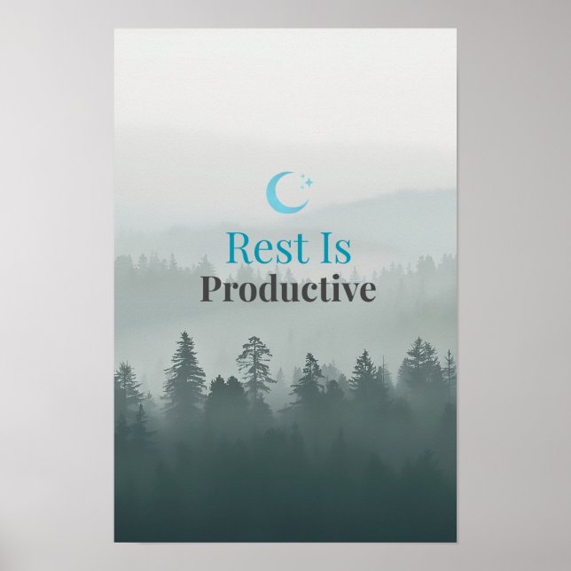 Rest Is Productive – Minimal Motivational Poster (Devant)