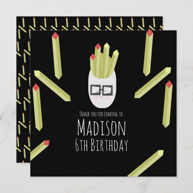 Restaurant Cute Fries Merci d'anniversaire (Devant / Derrière)