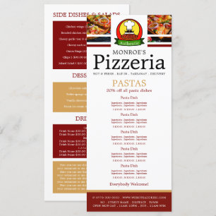 Restaurant de pizzas, Menu mince de pâtes