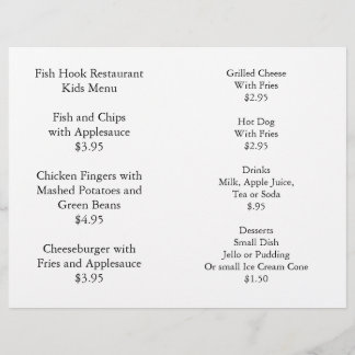 Restaurant Fournitures Menu Enfants Coloriage Pack