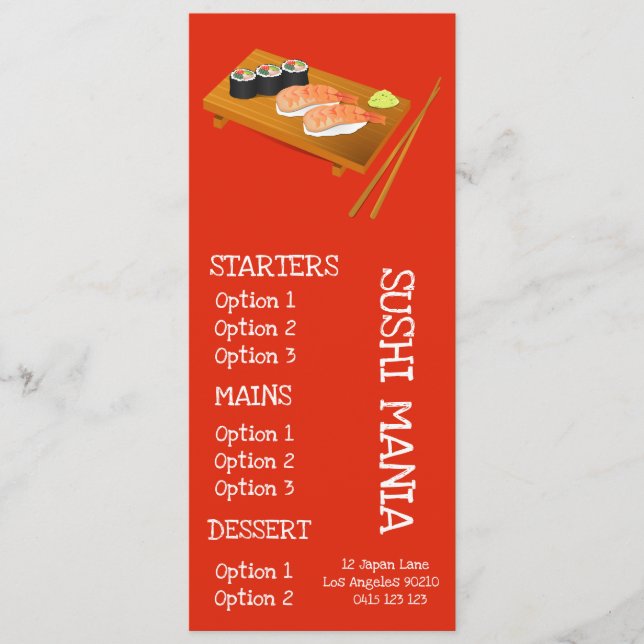 Restaurant japonais de sushi menu de dîner sushi (Devant)