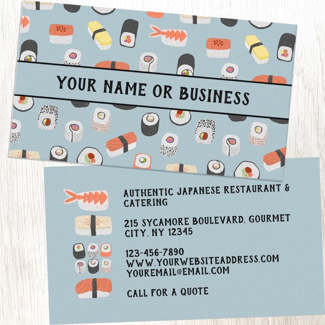 Restaurant japonais Sushi Carte de visite (Japanese sushi restaurant catering business card)