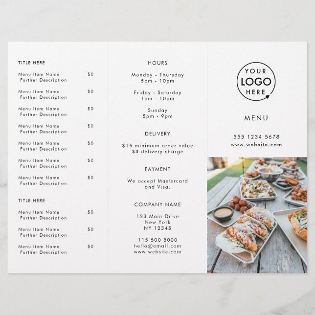 Restaurant Takeout | Menu photo moderne (Devant)