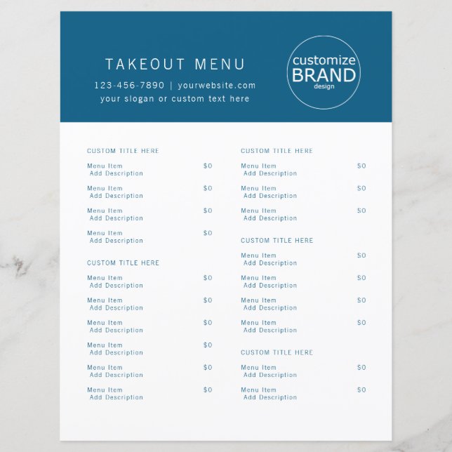 Restaurant Takeout Restauration Logo Marine Blue M (Devant)