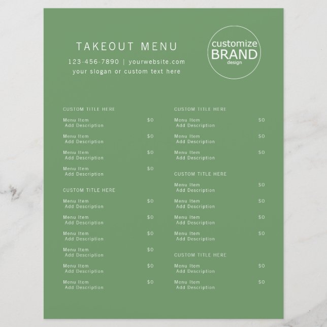 Restaurant Takeout Restauration Olive Green Logo M (Devant)