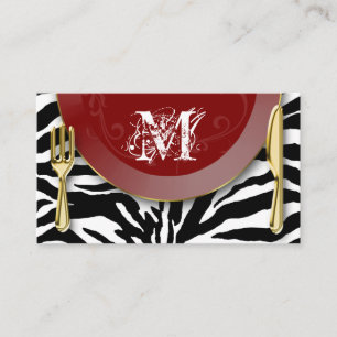 Restauration Carte de visite Cutlery Plate Rouge Z