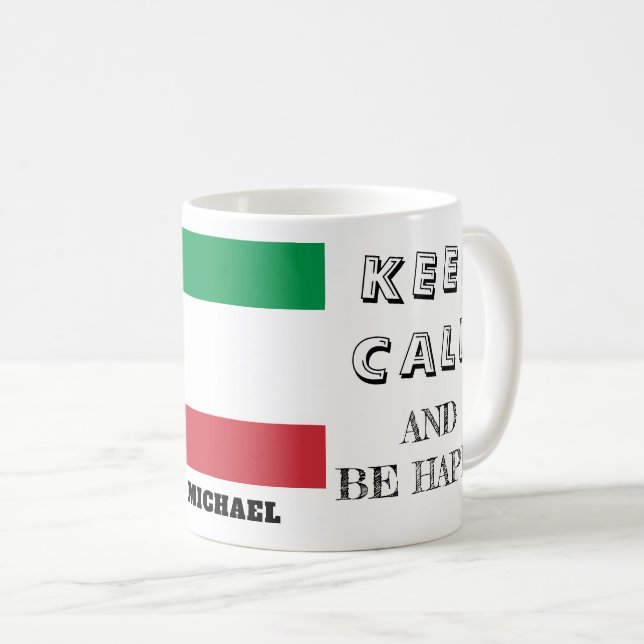Restez au calme avec l'Italie Drapeau café Mug (Devant droit)