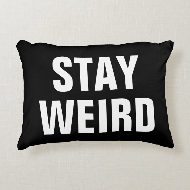 RESTEZ BIZARRES coussin décoratif typographie noir (Devant)