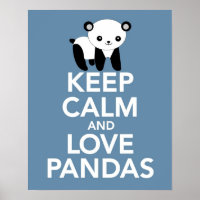 Restez calme et amoureux Pandas imprimé ou affiche
