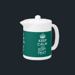 Restez calme et ayez votre texte Turquoise<br><div class="desc">Votre cadeau personnalisé et festif Keep Calm sur un style personnalisé et turquoise cadeau de décoration turquoise. Un style personnalisé Keep Calm disant. Essayez humour ou fantaisie sur vos mots créatifs sur deux lignes de texte modifiables. N'oubliez pas d'utiliser les lettres CAPITAL pour obtenir les meilleurs résultats. Les modèles sont...</div>