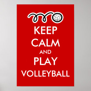 Restez calme et jouez au volley-ball   Poster spor