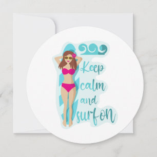 Restez calme et surf sur la brunette fille Carte