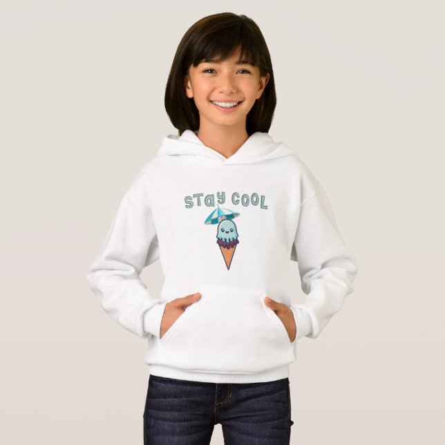 Restez Cool Kawaii Sweat - shirt à capuche de glac (Devant entier)