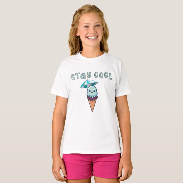 Restez Cool T-shirt crème glacée Kawaii (Devant entier)