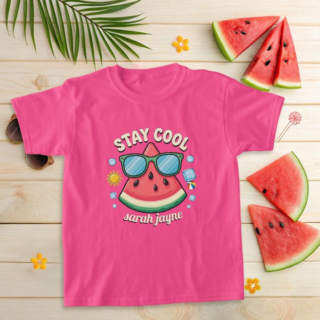 Restez Cool Watermelon Summer Vibes T-Shirt (Stay cool this summer with this cute watermelon t-shirt. Just add your name)