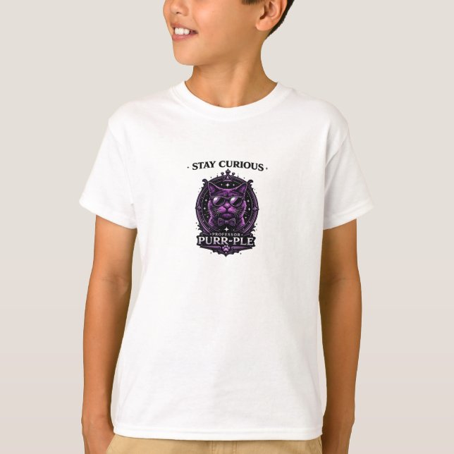 Restez Curieux - T-Shirt Graphique Professor Purr- (Devant)