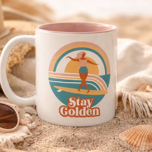 Restez Doré Mug Rétro Surf Côté Bohème (Créateur téléchargé)