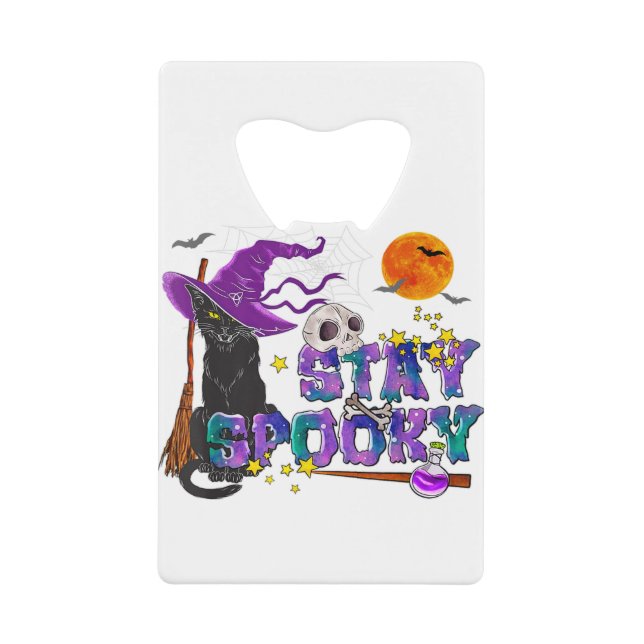 Restez Éffrayant Halloween Black Cat Witch Casquet (Devant)