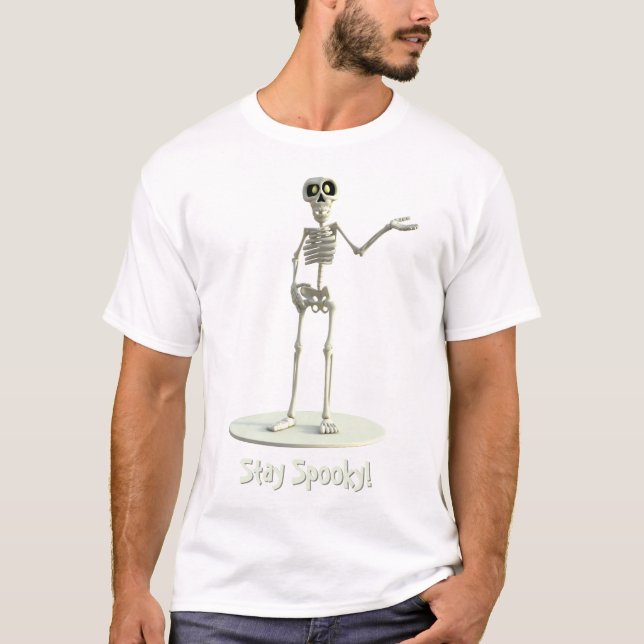 Restez effrayant ! T-shirt squelette de style cart (Devant)
