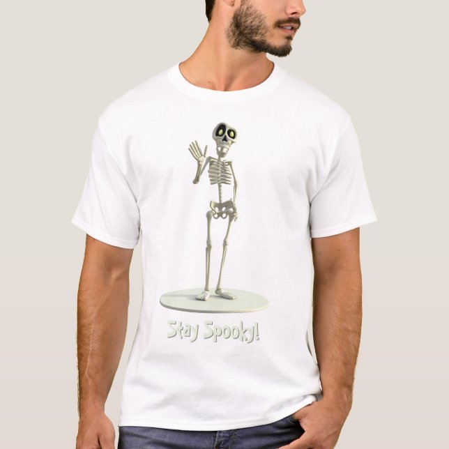 Restez effrayant ! T-shirt squelette de style dess (Devant)