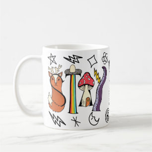 Restez Étrange Mug Avec Des Doodles