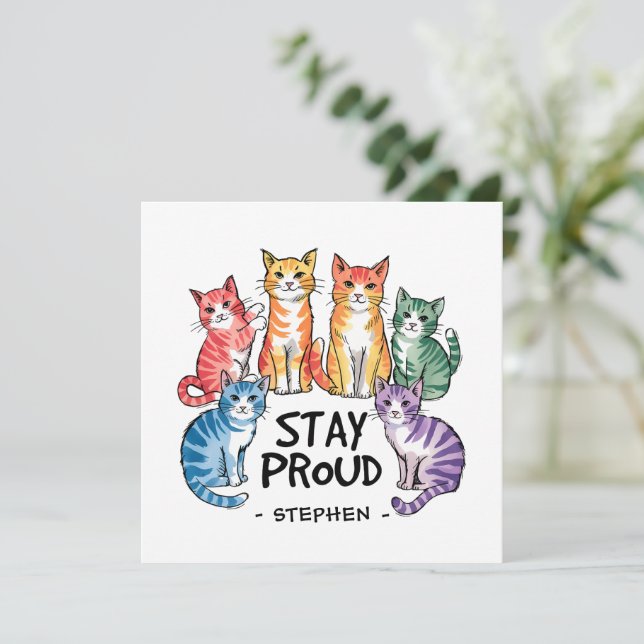 Restez fier - Rainbow Cat LGBTQ Pride (Debout devant)