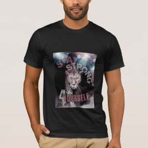 Restez fort motivation leopard T-shirt