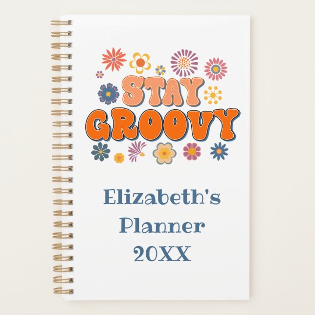 Restez Groovy Fleur de Pouvoir Rétro Annuel (Devant)