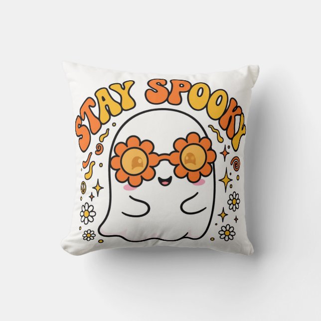 Restez Mignon Fantôme Jeté Coussin - Rétro Groovy (Recto)